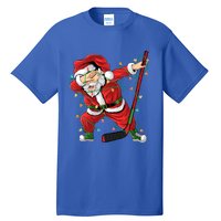 Christmas Ice Hockey Dabbing Santa Lights Xmas Hockey Player Gift Tall T-Shirt