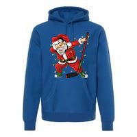 Christmas Ice Hockey Dabbing Santa Lights Xmas Hockey Player Gift Premium Hoodie