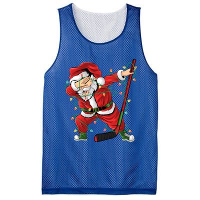 Christmas Ice Hockey Dabbing Santa Lights Xmas Hockey Player Gift Mesh Reversible Basketball Jersey Tank