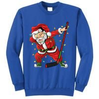 Christmas Ice Hockey Dabbing Santa Lights Xmas Hockey Player Gift Tall Sweatshirt