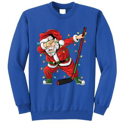 Christmas Ice Hockey Dabbing Santa Lights Xmas Hockey Player Gift Tall Sweatshirt