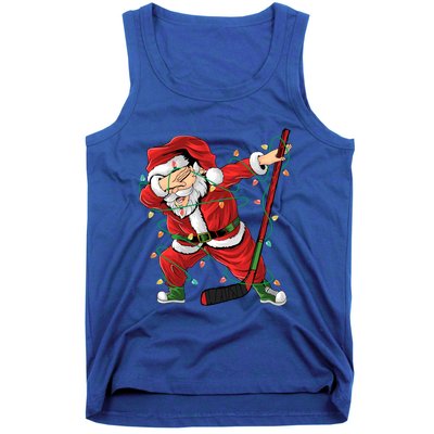 Christmas Ice Hockey Dabbing Santa Lights Xmas Hockey Player Gift Tank Top