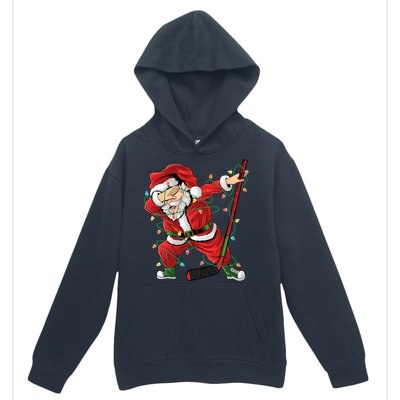 Christmas Ice Hockey Dabbing Santa Lights Xmas Hockey Player Gift Urban Pullover Hoodie