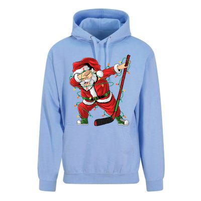 Christmas Ice Hockey Dabbing Santa Lights Xmas Hockey Player Gift Unisex Surf Hoodie