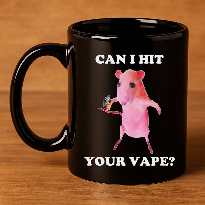 Can I Hit Your Vape Funny Rat 11oz C Handle Ceramic Mug