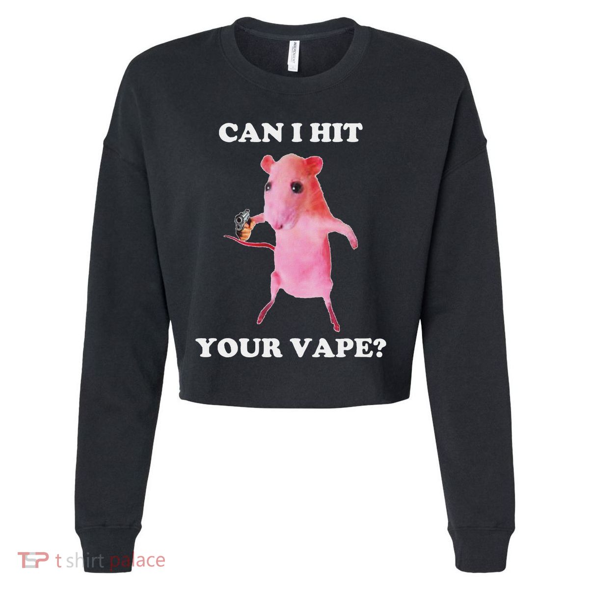 Can I Hit Your Vape Funny Rat Cropped Pullover Crew