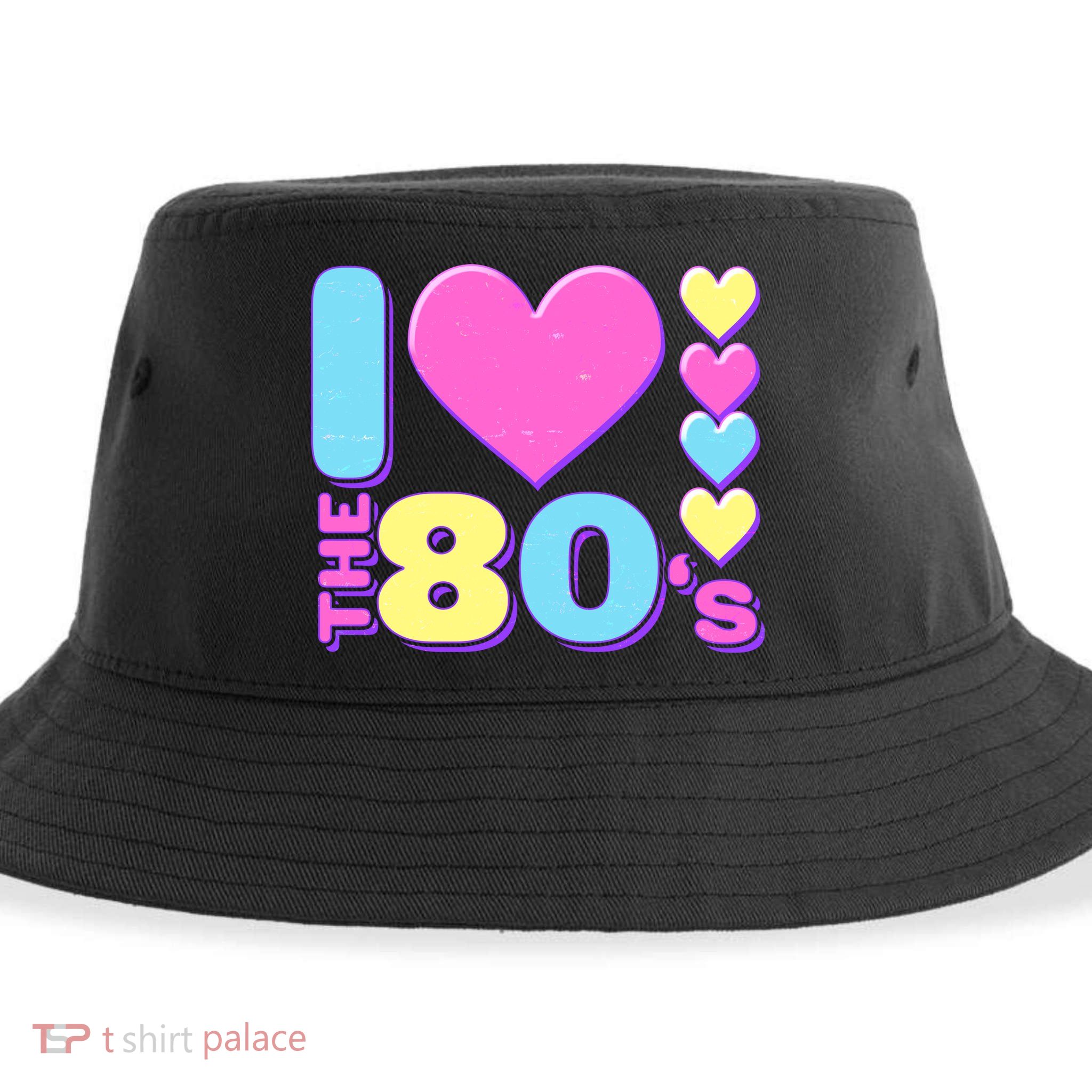 Cute I Heart Love The 80's Sustainable Bucket Hat