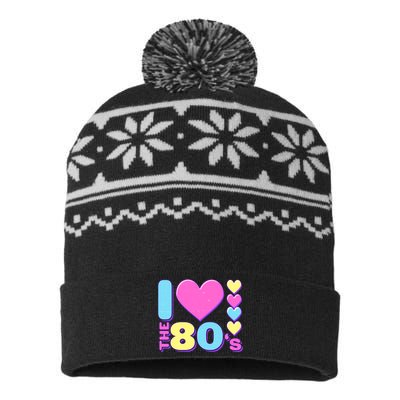 Cute I Heart Love The 80's USA-Made Snowflake Beanie