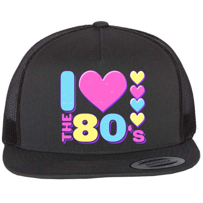 Cute I Heart Love The 80's Flat Bill Trucker Hat