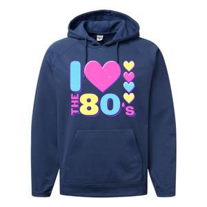 Cute I Heart Love The 80's Performance Fleece Hoodie