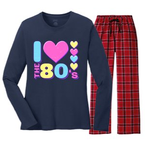 Cute I Heart Love The 80's Women's Long Sleeve Flannel Pajama Set 