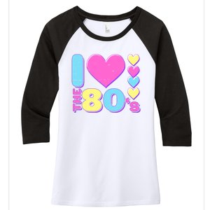 Cute I Heart Love The 80's Women's Tri-Blend 3/4-Sleeve Raglan Shirt