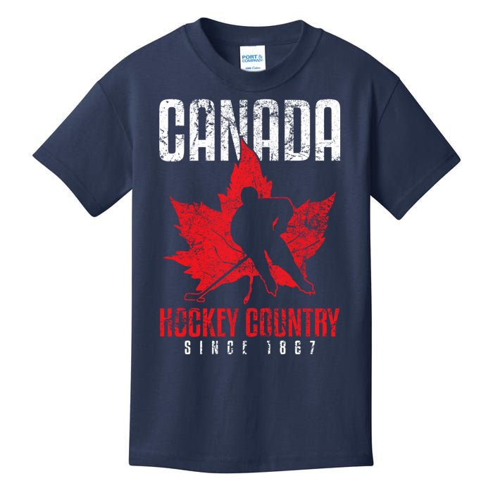 Canada Ice Hockey Sport Canadian Flag Vintage Kids T-Shirt