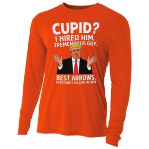 Cupid I Hired Him Tremendous Guy Best Arrows Trump Valentine Cooling Performance Long Sleeve Crew