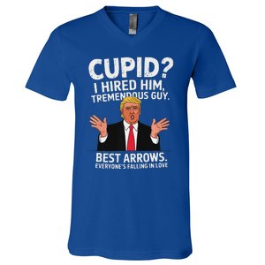 Cupid I Hired Him Tremendous Guy Best Arrows Trump Valentine V-Neck T-Shirt