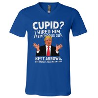 Cupid I Hired Him Tremendous Guy Best Arrows Trump Valentine V-Neck T-Shirt