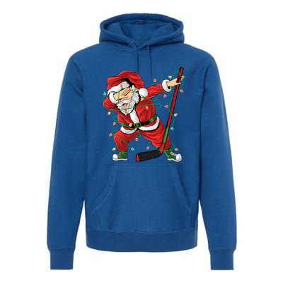 Christmas Ice Hockey Dabbing Santa Lights Xmas Hockey Player Cute Gift Premium Hoodie