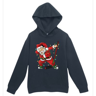 Christmas Ice Hockey Dabbing Santa Lights Xmas Hockey Player Cute Gift Urban Pullover Hoodie