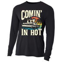 Comin In Hot Funny Pontoon Boat Pontooning Party Boat Cooling Performance Long Sleeve Crew