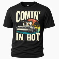 Comin In Hot Funny Pontoon Boat Pontooning Party Boat Cooling Performance Crew T-Shirt