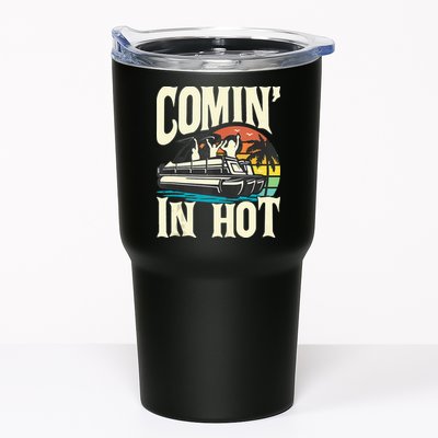 Comin In Hot Funny Pontoon Boat Pontooning Party Boat Tumbler