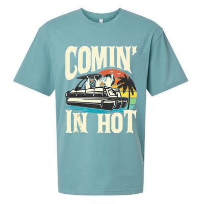Comin In Hot Funny Pontoon Boat Pontooning Party Boat Sueded Cloud Jersey T-Shirt