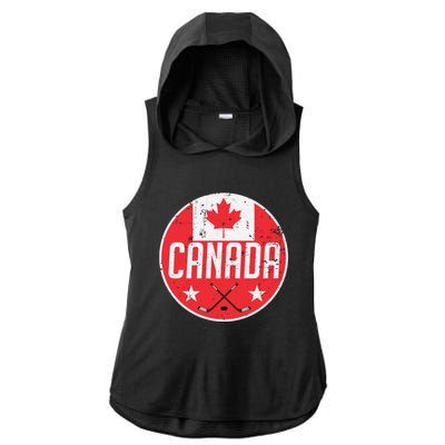 Canada Ice Hockey Flag Jersey Supporter Canadian Fan Gift Ladies PosiCharge Tri-Blend Wicking Draft Hoodie Tank