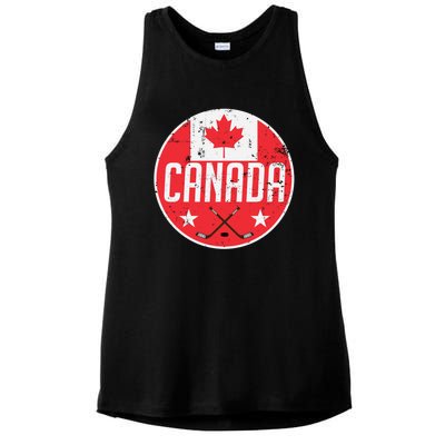 Canada Ice Hockey Flag Jersey Supporter Canadian Fan Gift Ladies PosiCharge Tri-Blend Wicking Tank