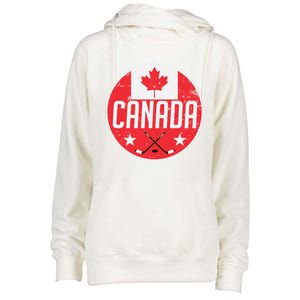 Canada Ice Hockey Flag Jersey Supporter Canadian Fan Gift Womens Funnel Neck Pullover Hood