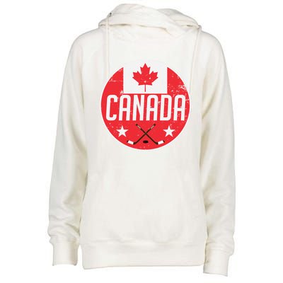 Canada Ice Hockey Flag Jersey Supporter Canadian Fan Gift Womens Funnel Neck Pullover Hood