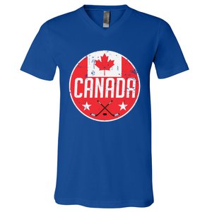 Canada Ice Hockey Flag Jersey Supporter Canadian Fan Gift V-Neck T-Shirt