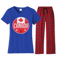 Canada Ice Hockey Flag Jersey Supporter Canadian Fan Gift Women's Flannel Pajama Set