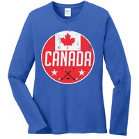 Canada Ice Hockey Flag Jersey Supporter Canadian Fan Gift Ladies Long Sleeve Shirt