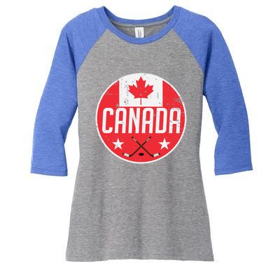 Canada Ice Hockey Flag Jersey Supporter Canadian Fan Gift Women's Tri-Blend 3/4-Sleeve Raglan Shirt