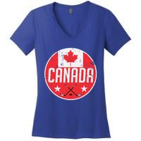 Canada Ice Hockey Flag Jersey Supporter Canadian Fan Gift Women's V-Neck T-Shirt