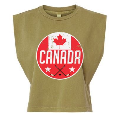 Canada Ice Hockey Flag Jersey Supporter Canadian Fan Gift Garment-Dyed Women's Muscle Tee