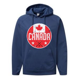 Canada Ice Hockey Flag Jersey Supporter Canadian Fan Gift Performance Fleece Hoodie