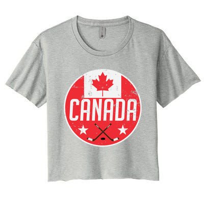 Canada Ice Hockey Flag Jersey Supporter Canadian Fan Gift Women's Crop Top Tee