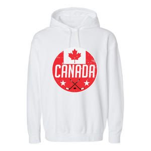 Canada Ice Hockey Flag Jersey Supporter Canadian Fan Gift Garment-Dyed Fleece Hoodie