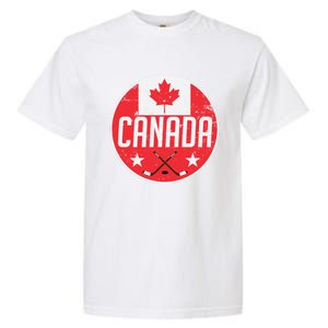 Canada Ice Hockey Flag Jersey Supporter Canadian Fan Gift Garment-Dyed Heavyweight T-Shirt