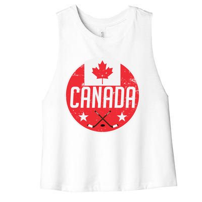 Canada Ice Hockey Flag Jersey Supporter Canadian Fan Gift Women's Racerback Cropped Tank