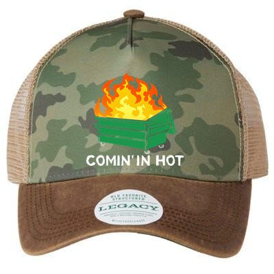 Comin In Hot Fire Funny Dumpster Fire Legacy Tie Dye Trucker Hat