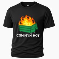 Comin In Hot Fire Funny Dumpster Fire Cooling Performance Crew T-Shirt
