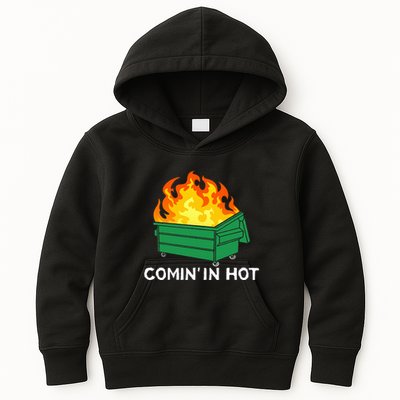 Comin In Hot Fire Funny Dumpster Fire Kids Hoodie