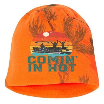 Comin In Hot Pontoon Boat Boating Lake Dad Kati - Camo Knit Beanie