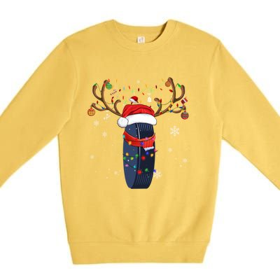 Christmas Ice Hockey Ball Santa Hat Xmas Pajama Matching Gift Premium Crewneck Sweatshirt