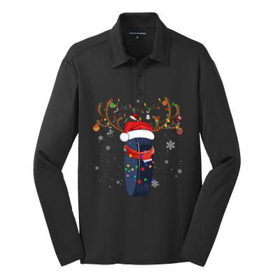 Christmas Ice Hockey Ball Santa Hat Xmas Pajama Matching Gift Silk Touch Performance Long Sleeve Polo