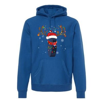 Christmas Ice Hockey Ball Santa Hat Xmas Pajama Matching Gift Premium Hoodie