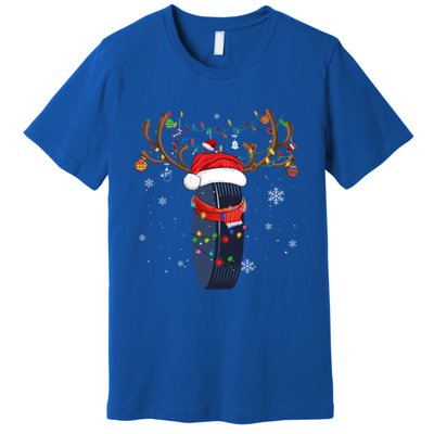 Christmas Ice Hockey Ball Santa Hat Xmas Pajama Matching Gift Premium T-Shirt