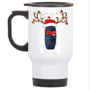 Christmas Ice Hockey Ball Santa Hat Xmas Pajama Matching Gift Stainless Steel Travel Mug